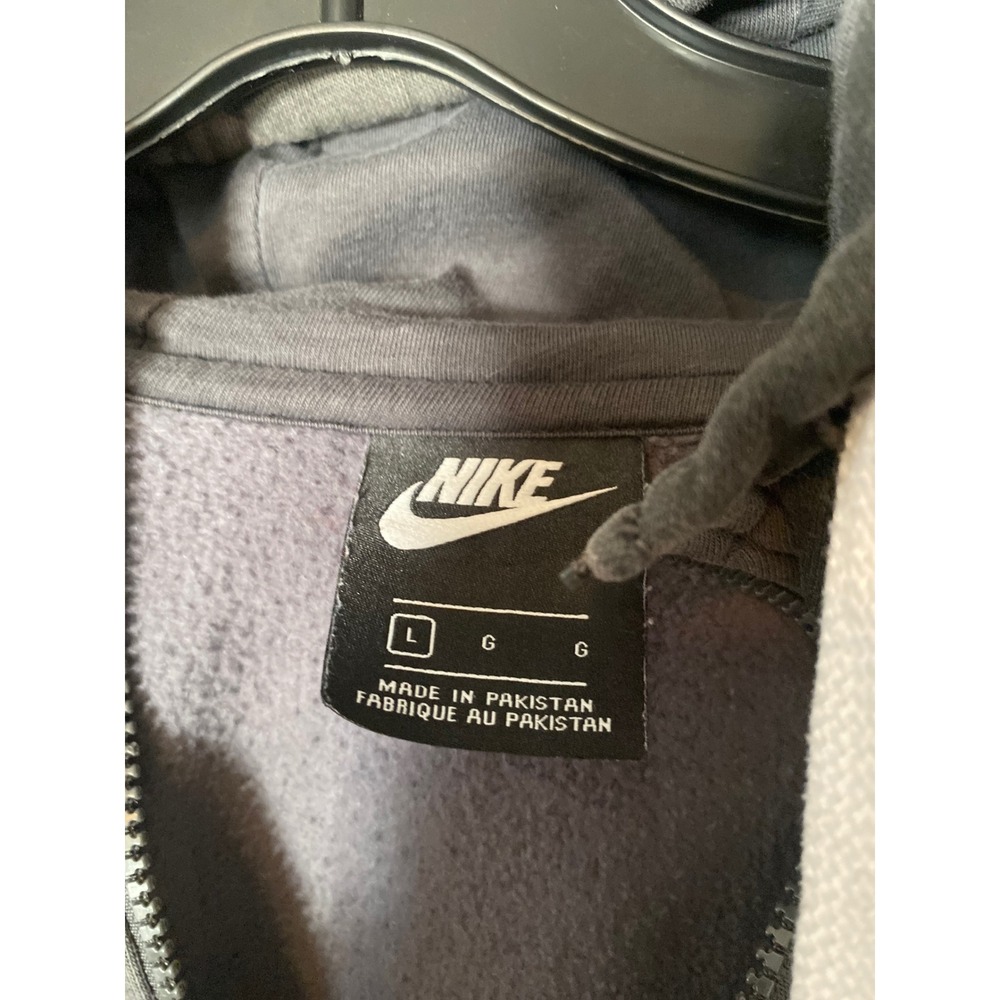 Nike Mens Sportswear Club Fleece Camo Full Zip Hoodie Grey Charcoal Large - Picture 2 of 4